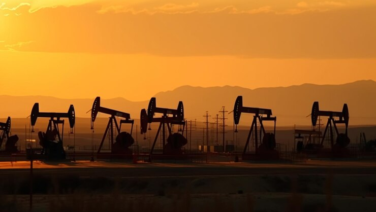 oil rigs sunset created with gen