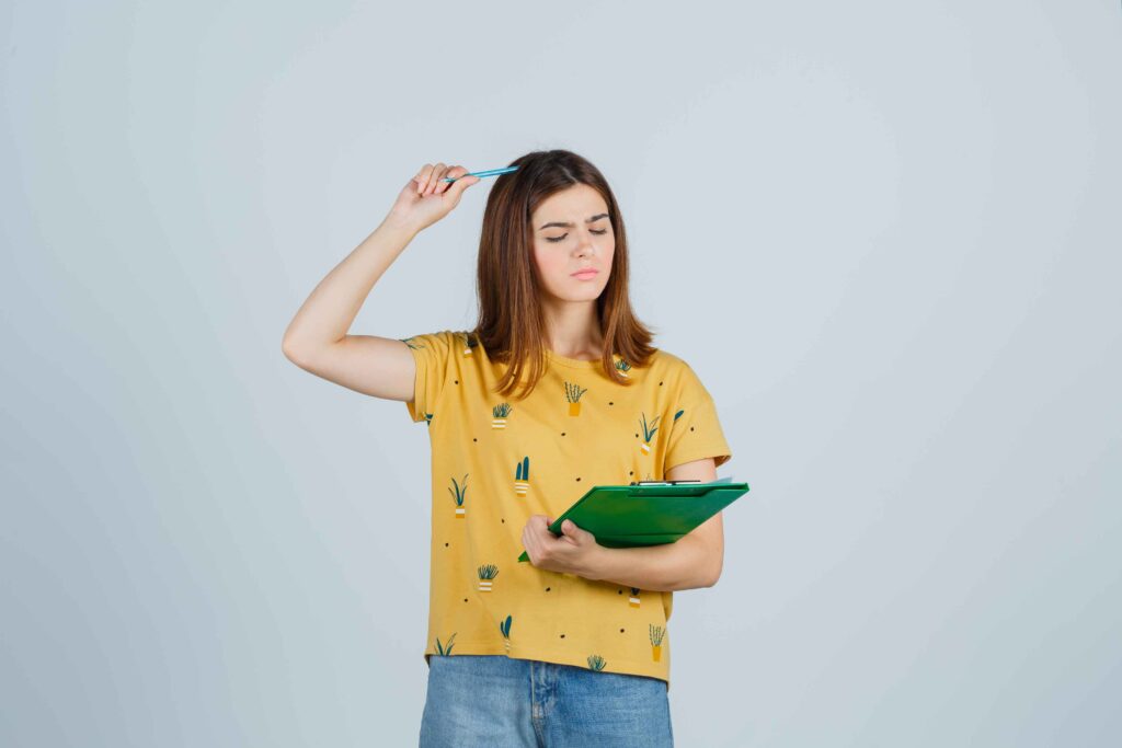 expressive young woman posing studio 1