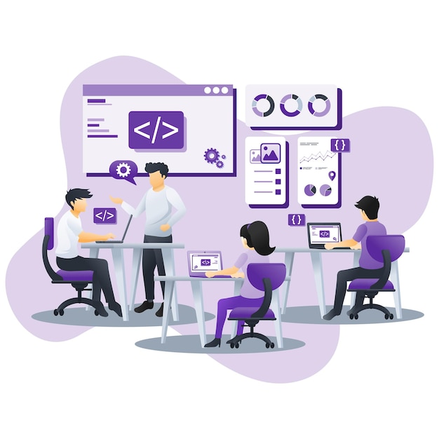 modern flat design concept business analysis with characters business meeting viewing data 1026586 595 2